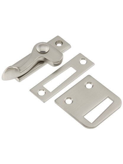 Vertical Lever Style Casement Latch - Right Hand in Satin Nickel.